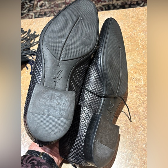 Louis Vuitton Black Checkered Leather Shoes Made In Italy - Picture 7 of 11